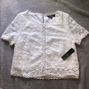 Lulu's White Lace Crop Top